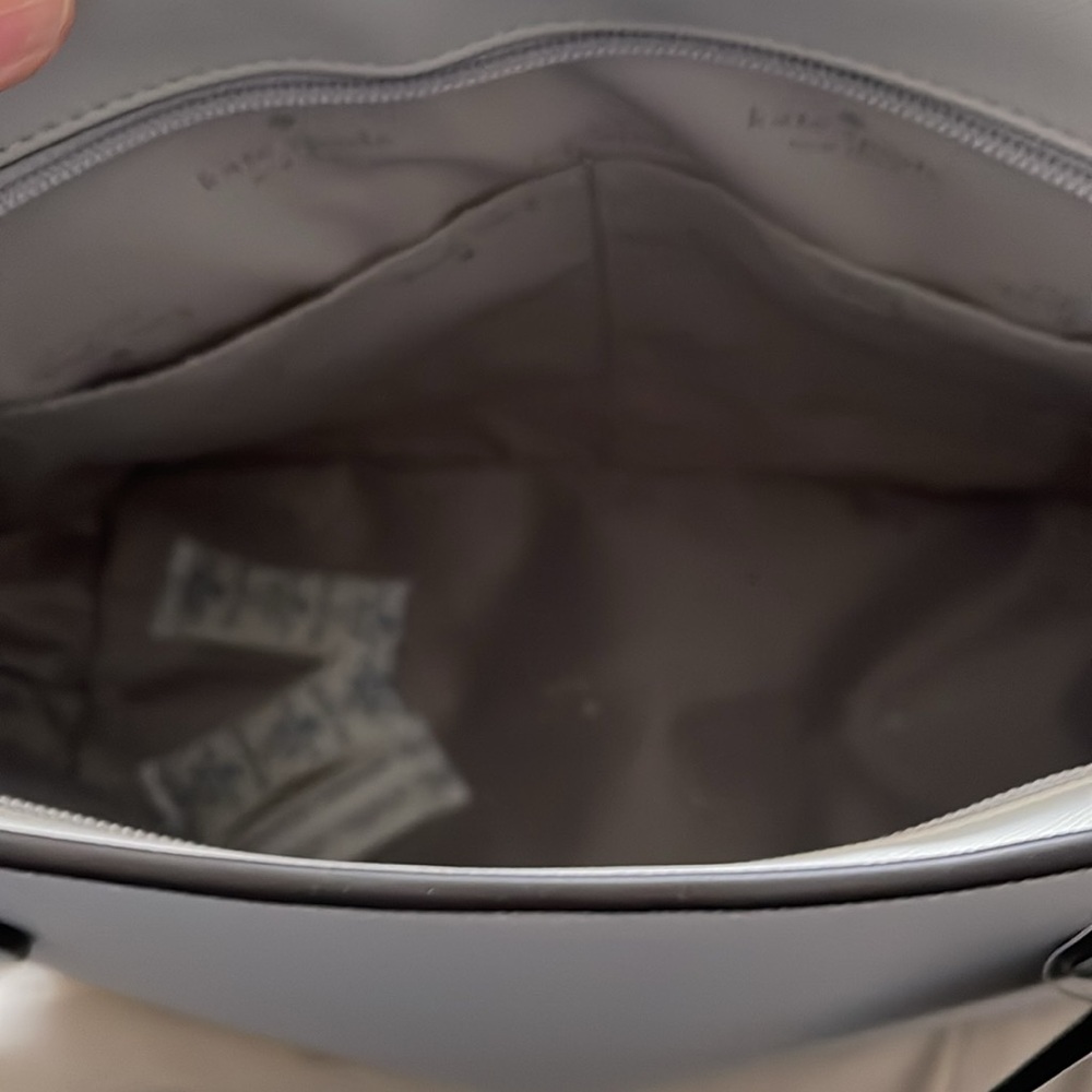 Brand new with tags, Kate Spade Saffiano leather bag in platinum gray. - Picture 6 of 7